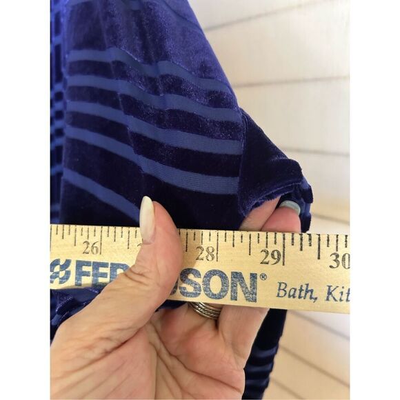 Kate Hill Woman 2X Velvet Burnout Stripe Blouse Blue Sheer Plus Size Top - Picture 6 of 6